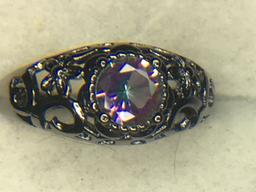 .925 Ladies Estate 1 Carat Amethyst Filigree Ring