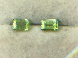 1.28 Carat Emerald Cut Matched Peridot