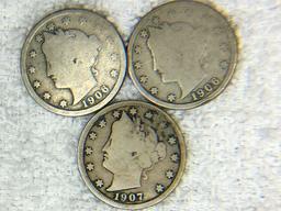 (2) Liberty Nickels 1906, 1907