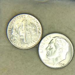 (2) 1954 Roosevelt Dime