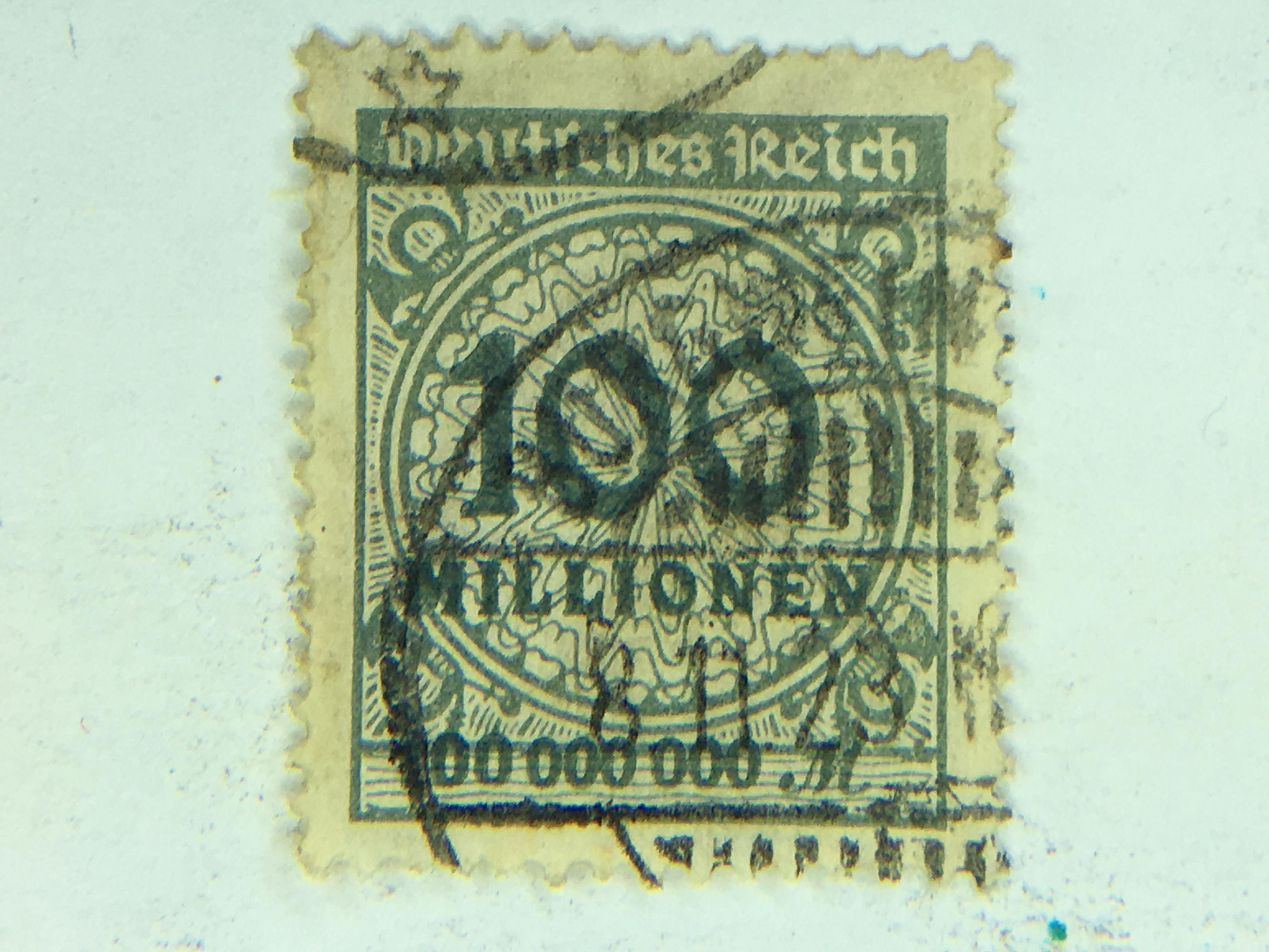 100 Million Reisch Mark Postage Stamp