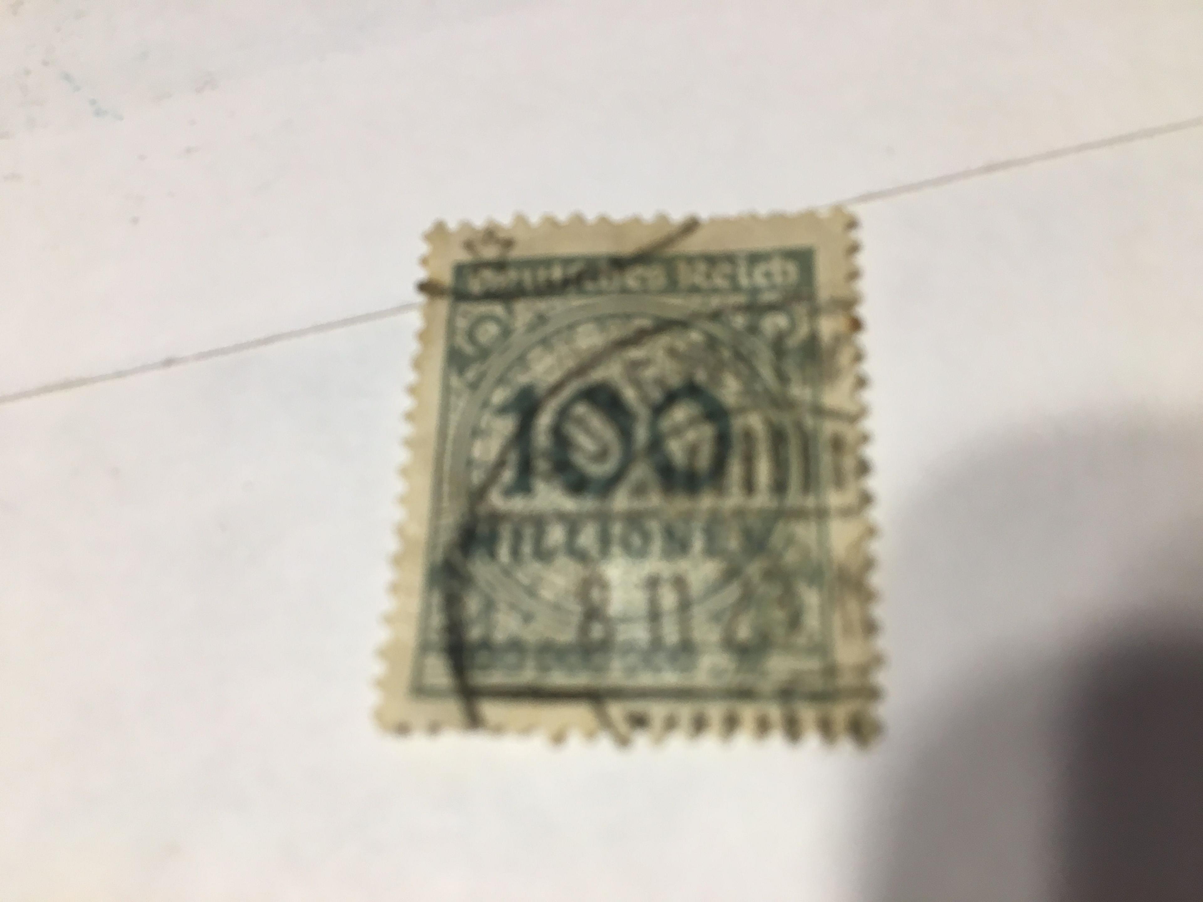 100 Million Reisch Mark Postage Stamp