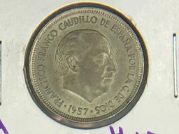 1957 Spain 5 Pesetas