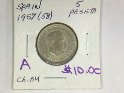 1957 Spain 5 Pesetas