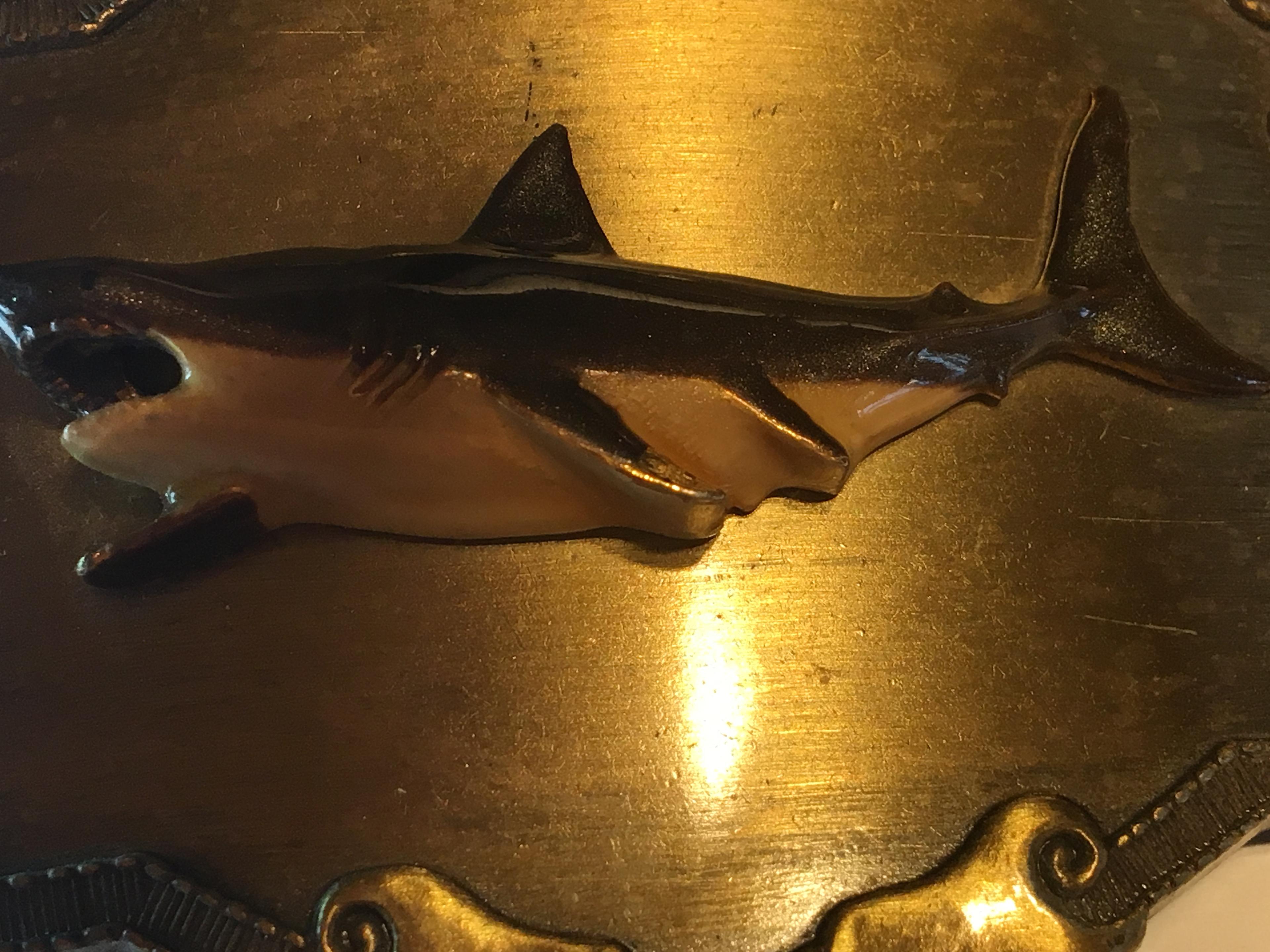 Large Belt Buckle With White Shark