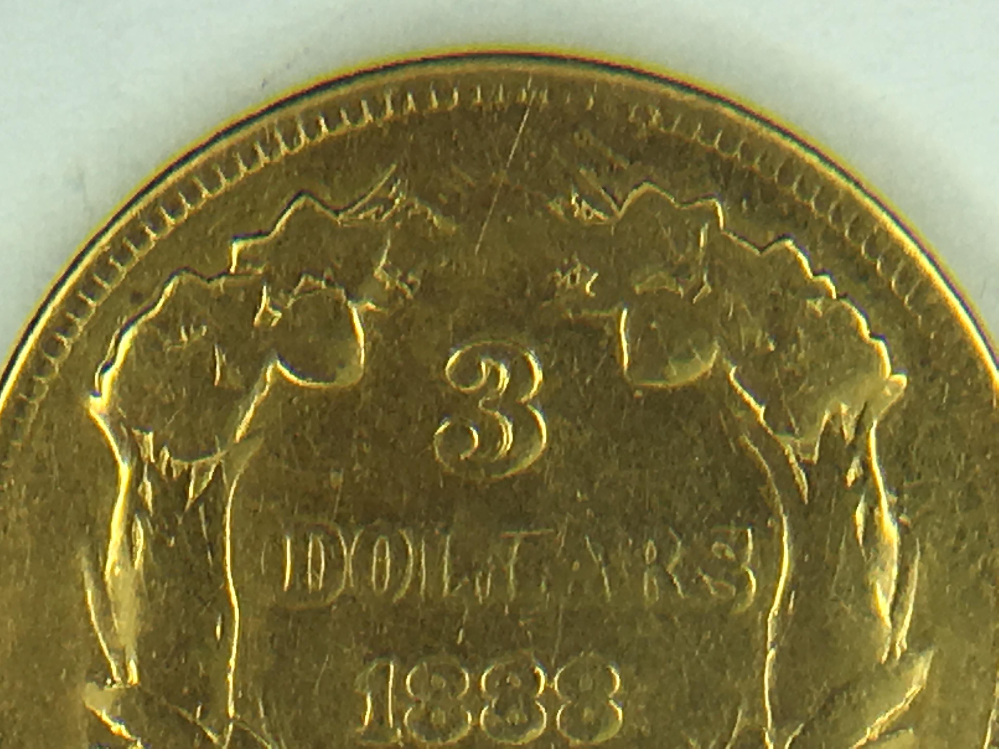 1888 United States $3.00 Gold Coin