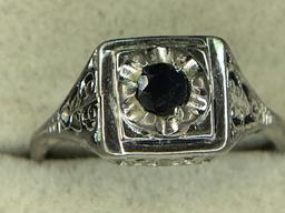 .925 Sterling Silver Ladies Antique 1/3 Carat Filigree Ring