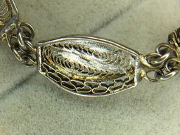 .925 Sterling Silver Ladies Filigree Bracelet