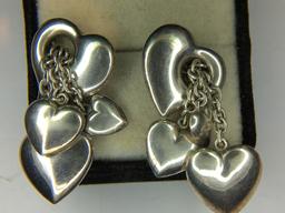 .925 Sterling Silver Ladies Floating Heart Earrings