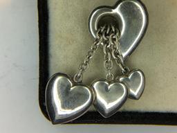 .925 Sterling Silver Ladies Floating Heart Earrings