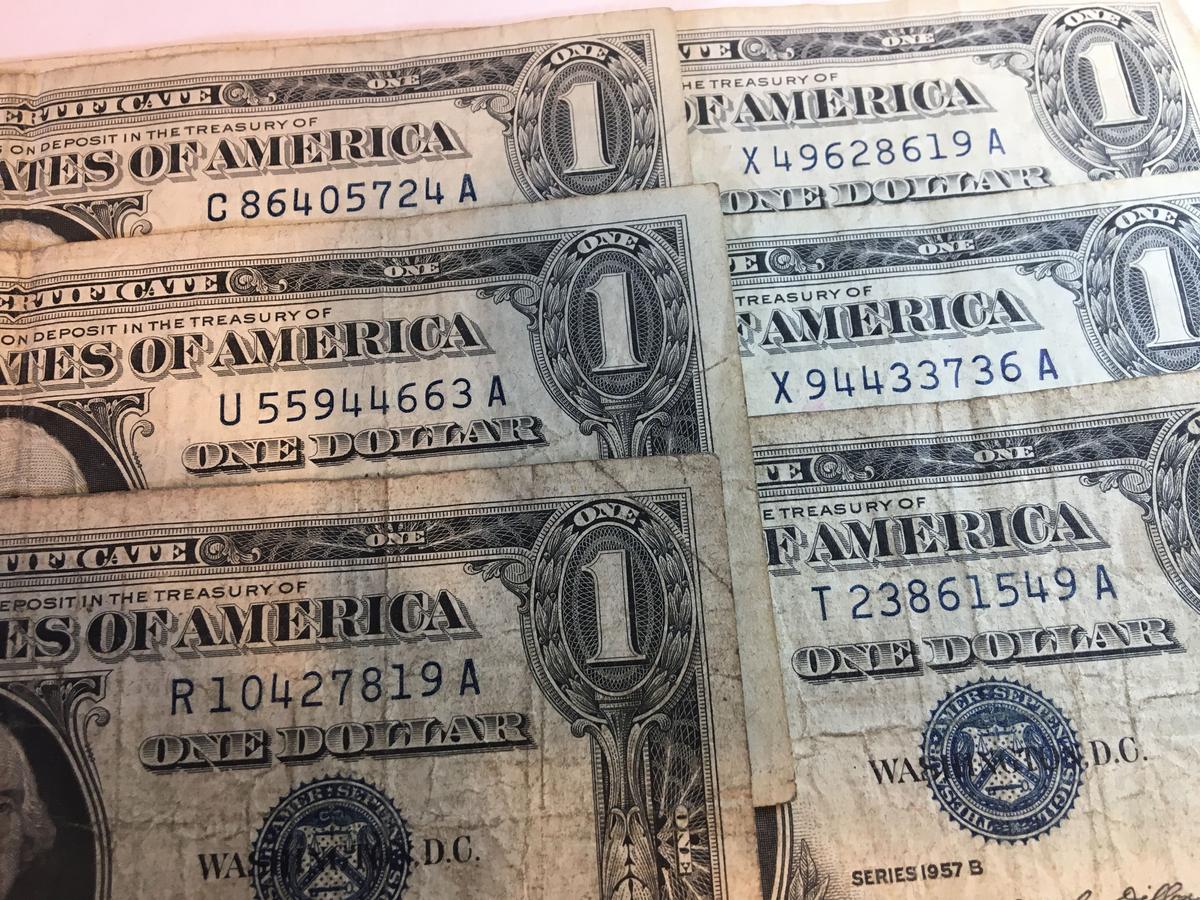 (6) 1957 Silver Certificates