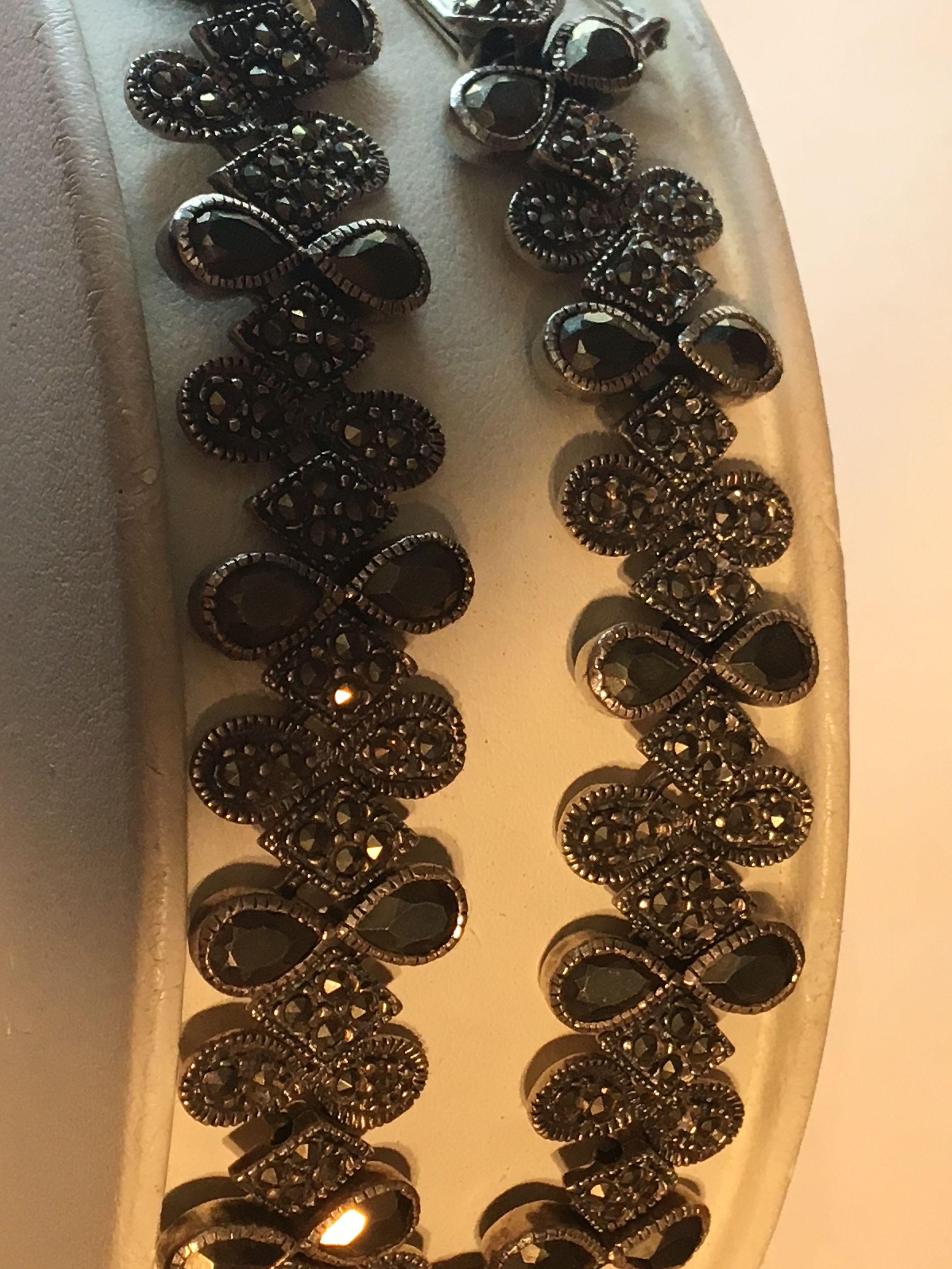 .925 Sterling Silver Ladies Vintage Marcasite Bracelet
