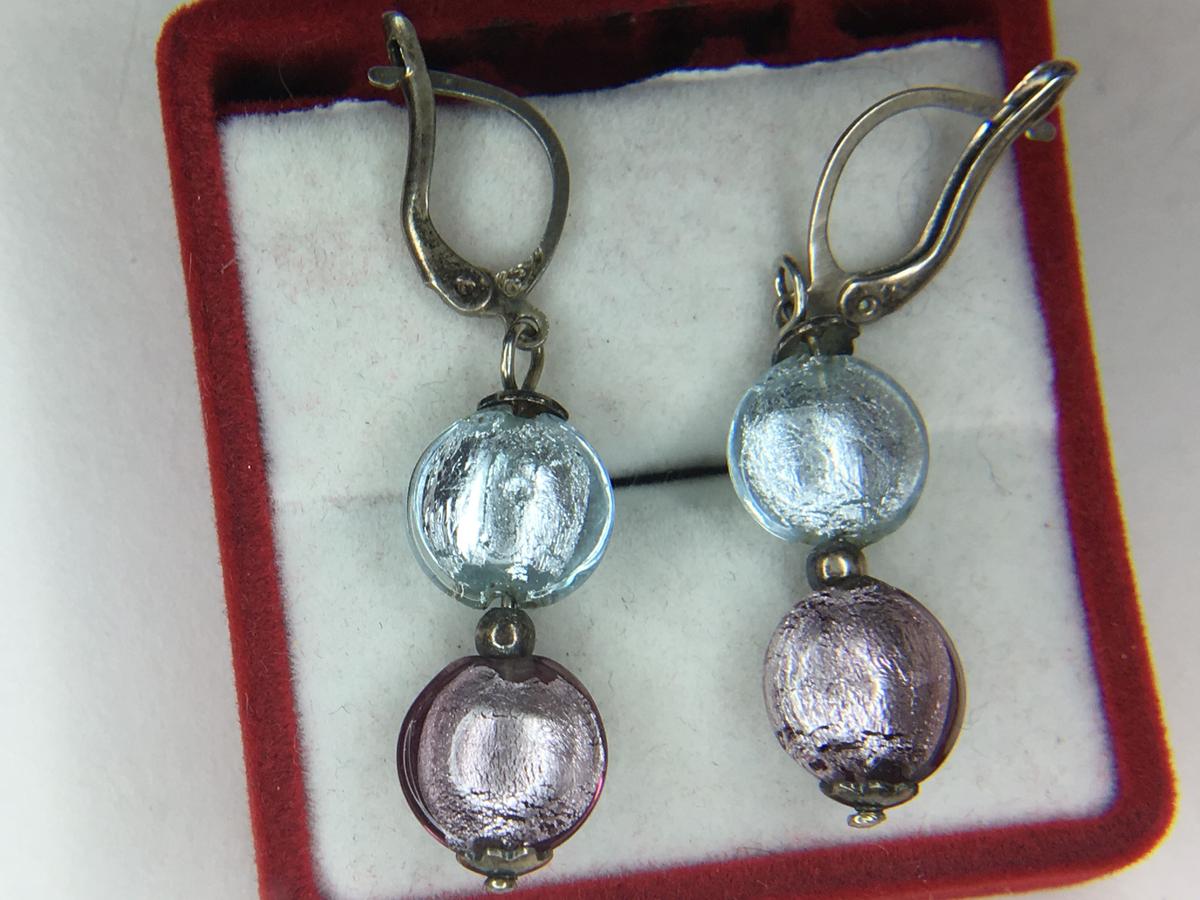 .925 Sterling Silver Ladies Abalone Vintage Ear Rings