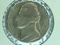 1950 D Jefferson Nickle, Blank Die Dime Planchet