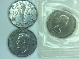 (3) Canadian Nickels 1945, 1945, 1961 (unc)
