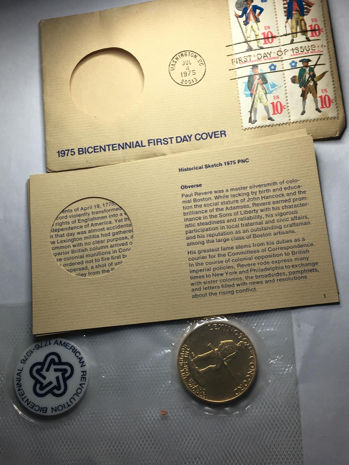 Lexington Concorde 1975 First Day Cover And Coin