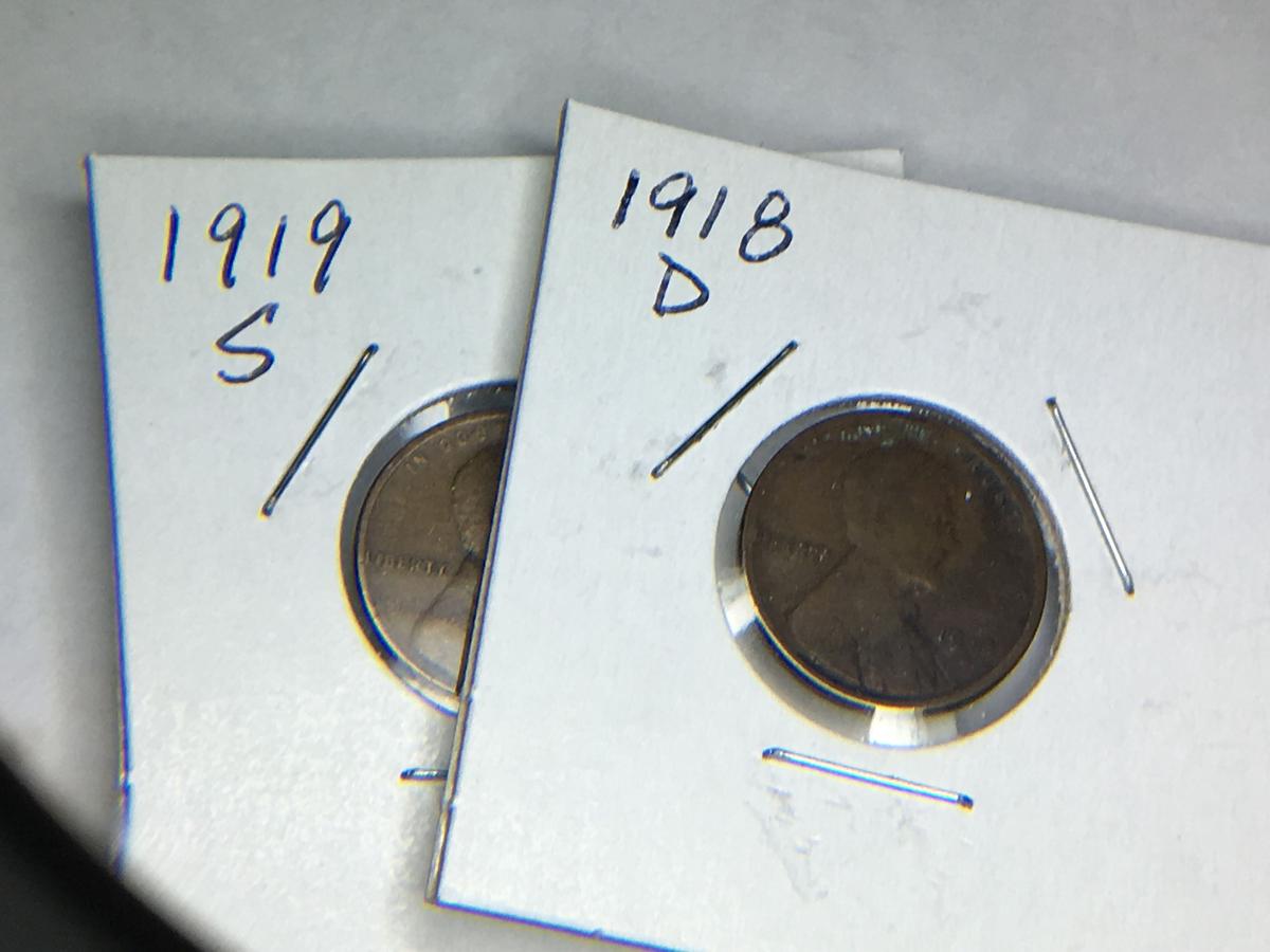 1918 D 1919 S Lincoln Cent