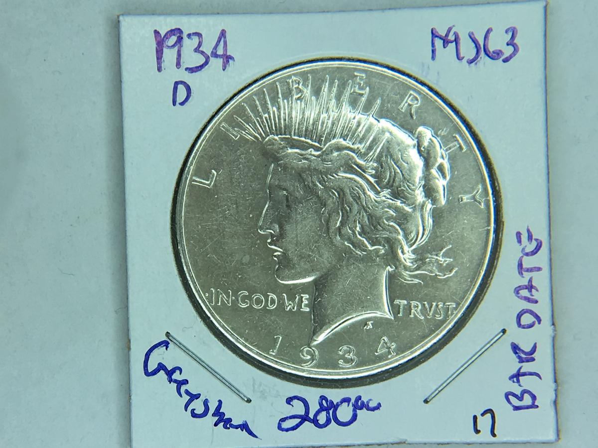 1934 D Peace Dollar