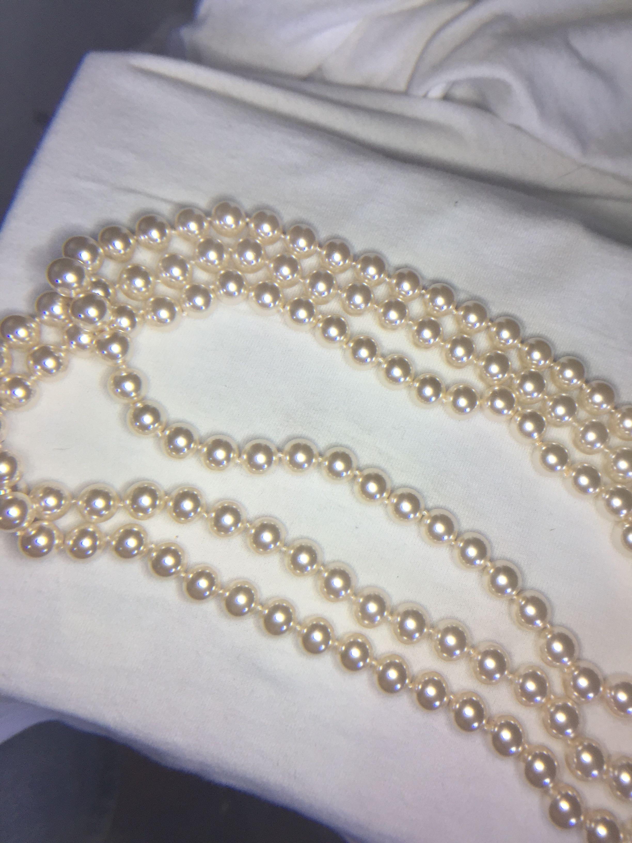 34" Long White Pearl Type Necklace