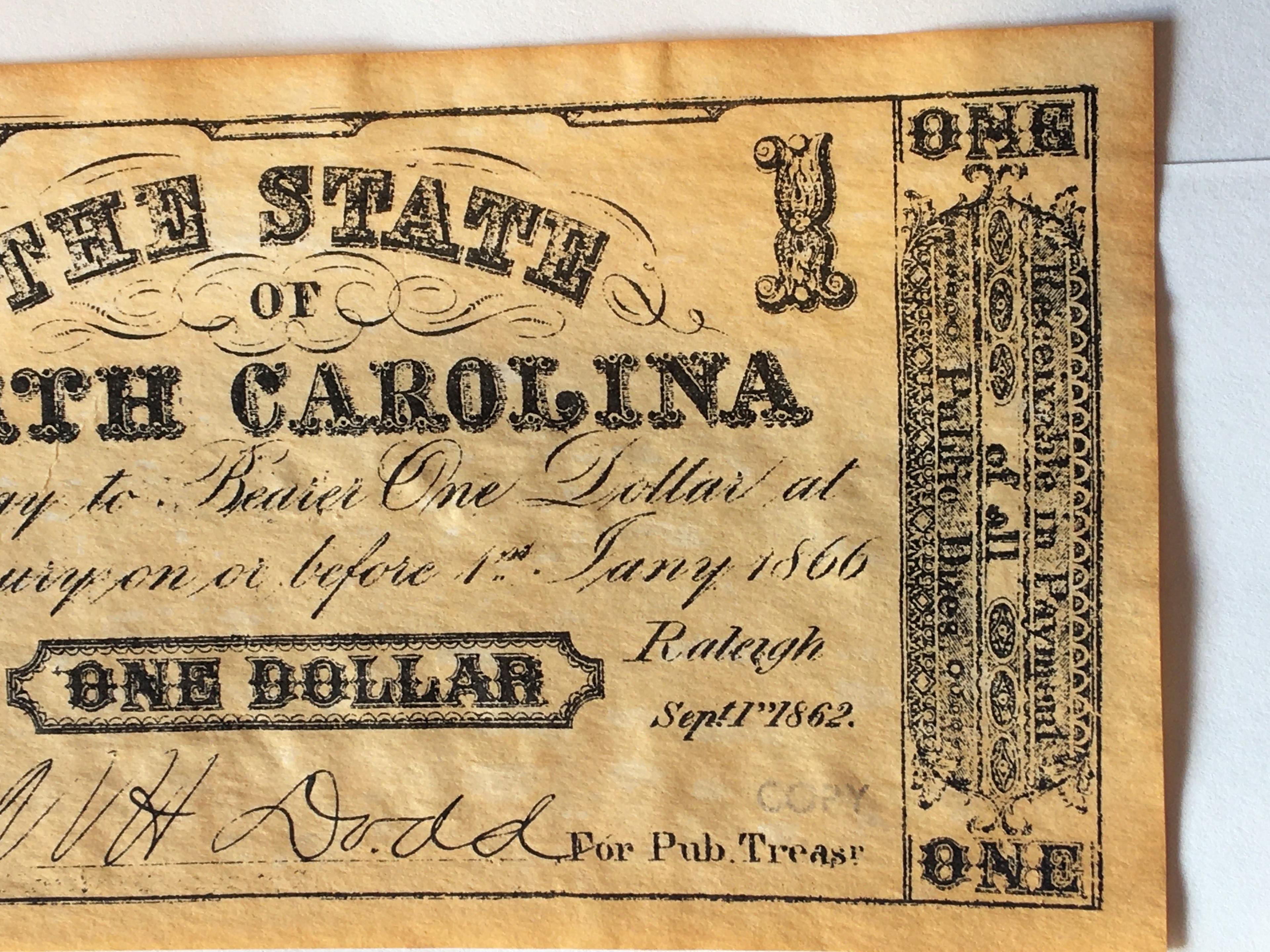 1 Dollar The State Of North Carolina