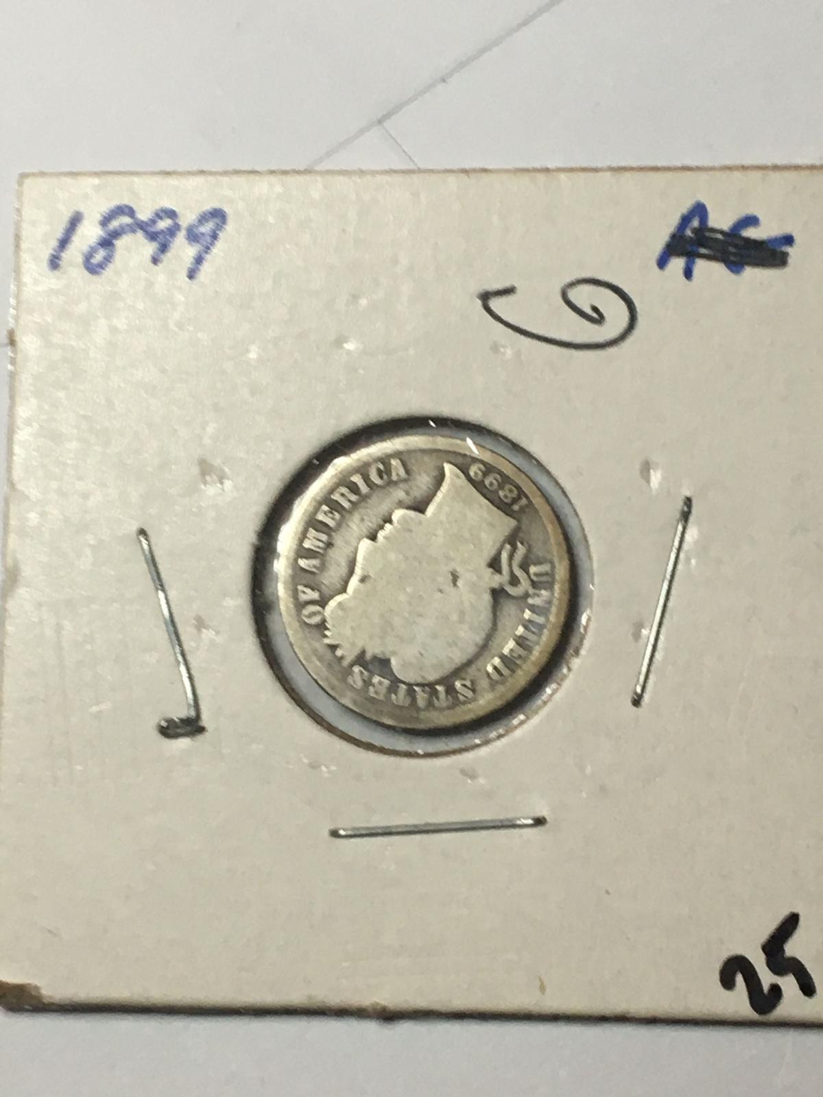 1899 P Barber Dime