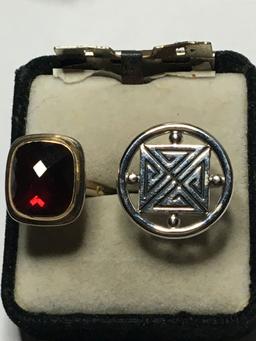 Sterling And Gold Sivler Cufflinks With Gemstone