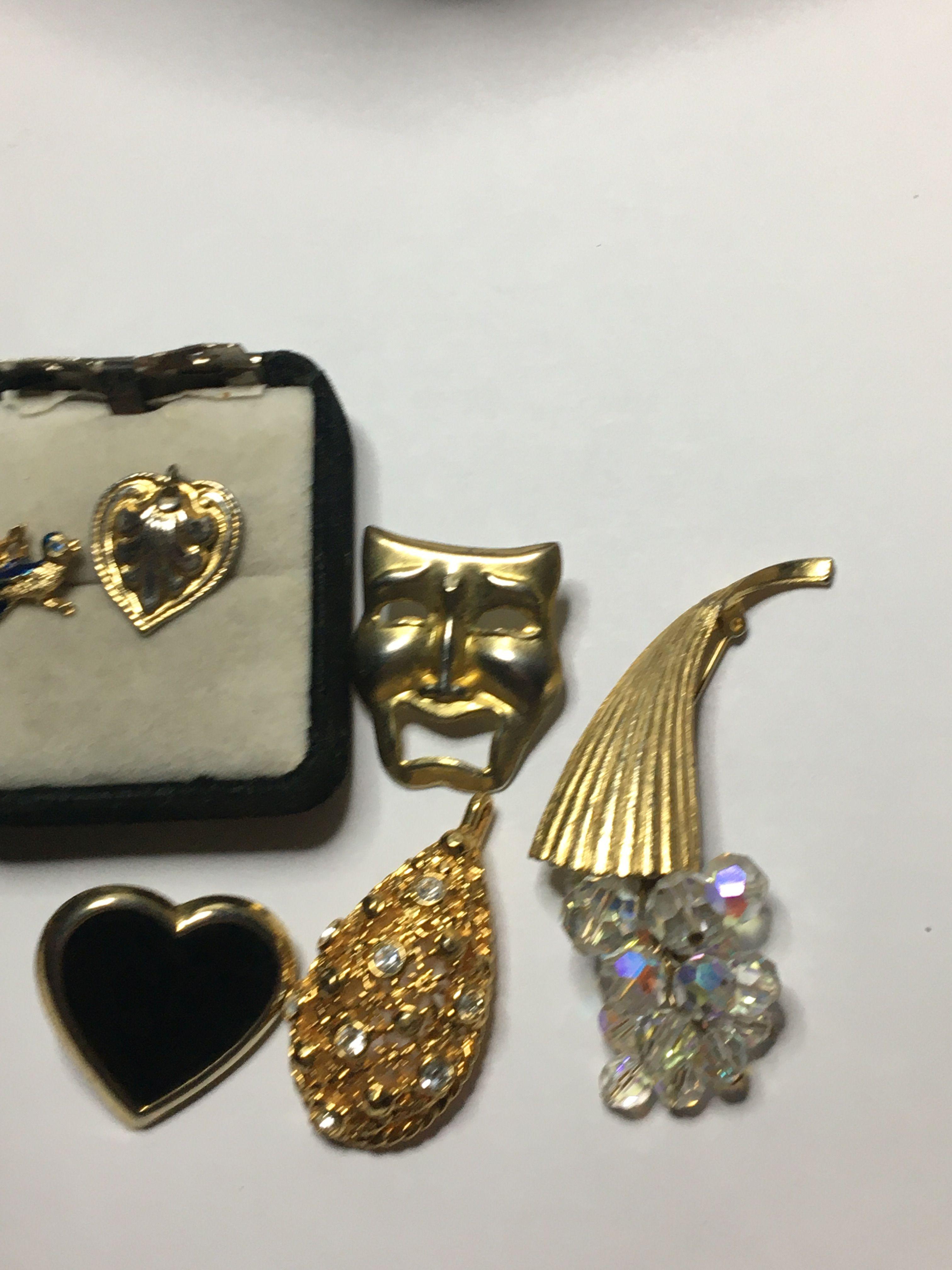 Antique Earrings And Trickets Gold Plated Lot