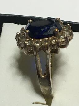 Blue Sapphire Sterling Silver Vintage Ring 2+ Ct