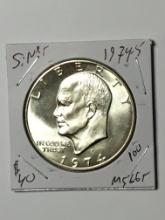 Eisenhower Silver Dollar 1974 S Gem B U Blazing High Grade