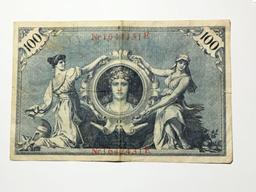 German 100 Mark Large Bank Note Berlin 1908