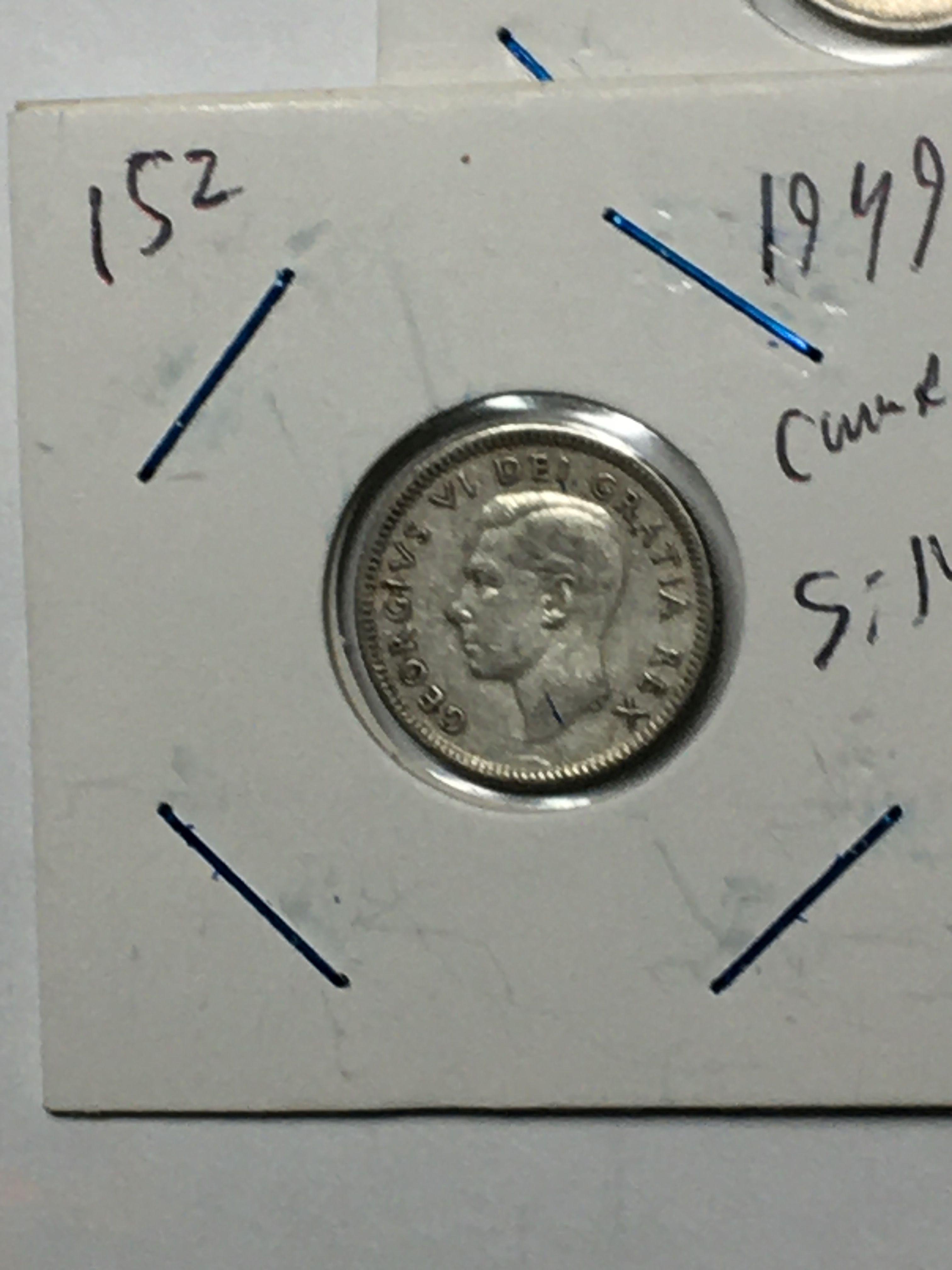Canada Silver Dime Lot 1945 And 1949