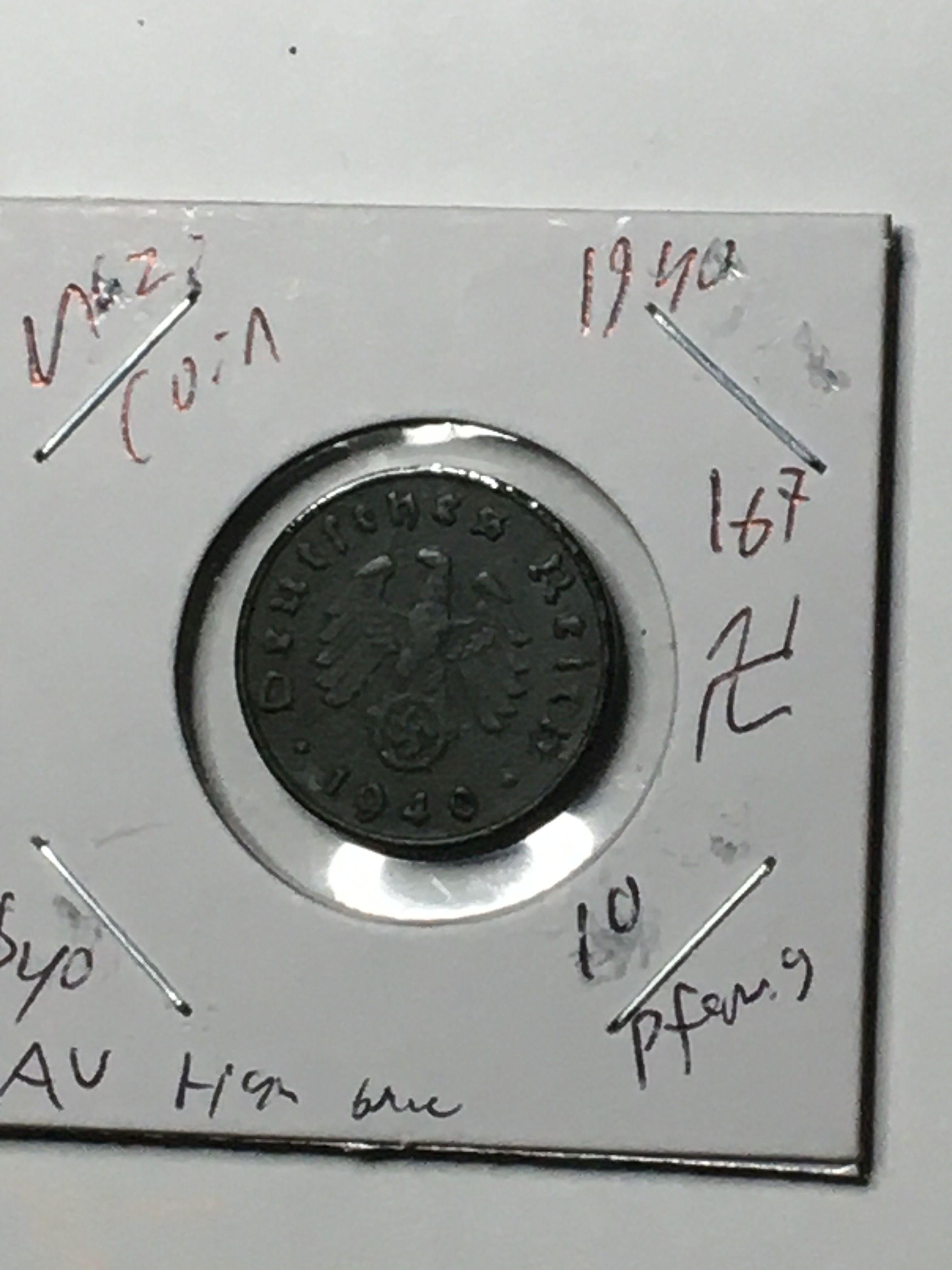German Third Riech Nazi Coin 1940 10 Pfennig