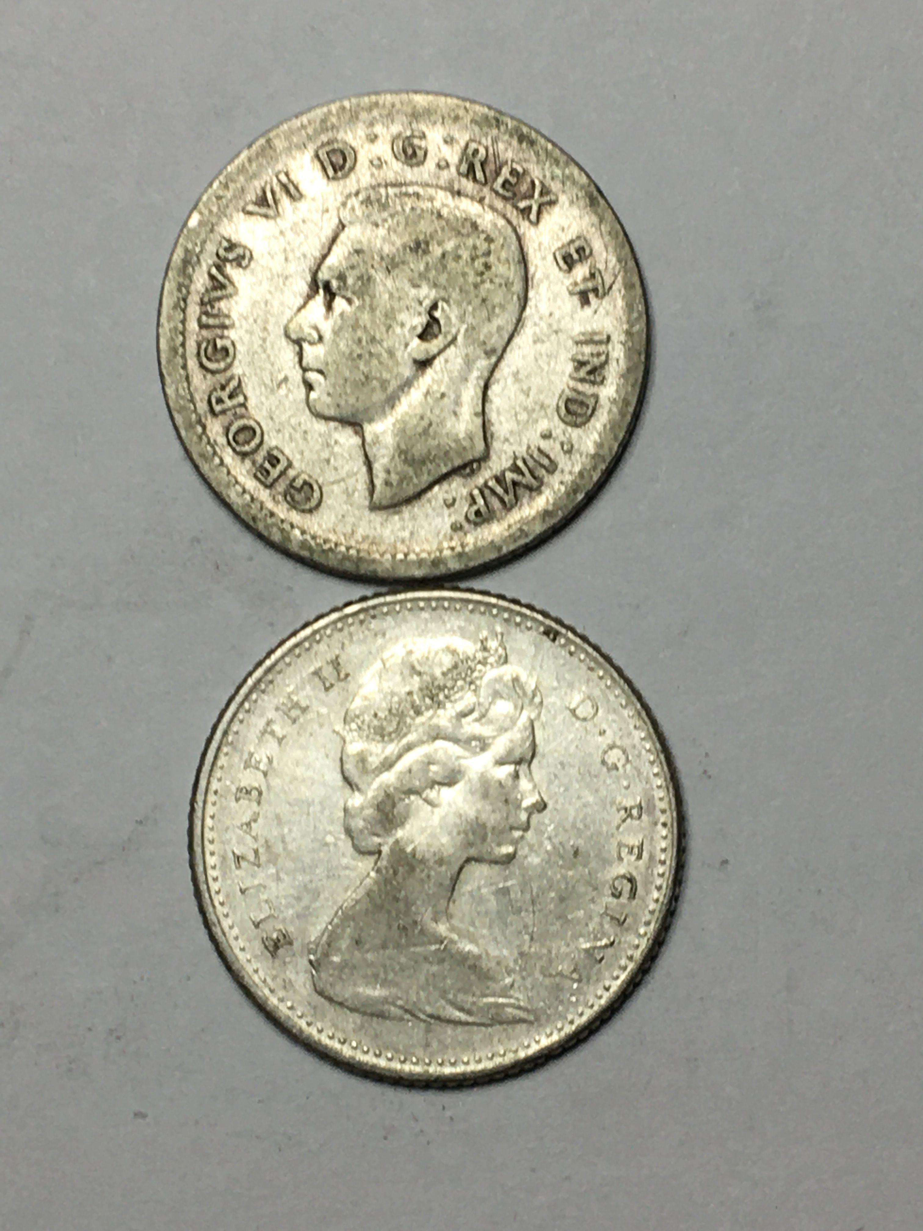 Canada Silver Dime Lot 1940 And 1966