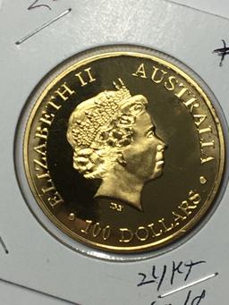 24 Kt Gold Layered Australian Kangaroo Replica Coin 