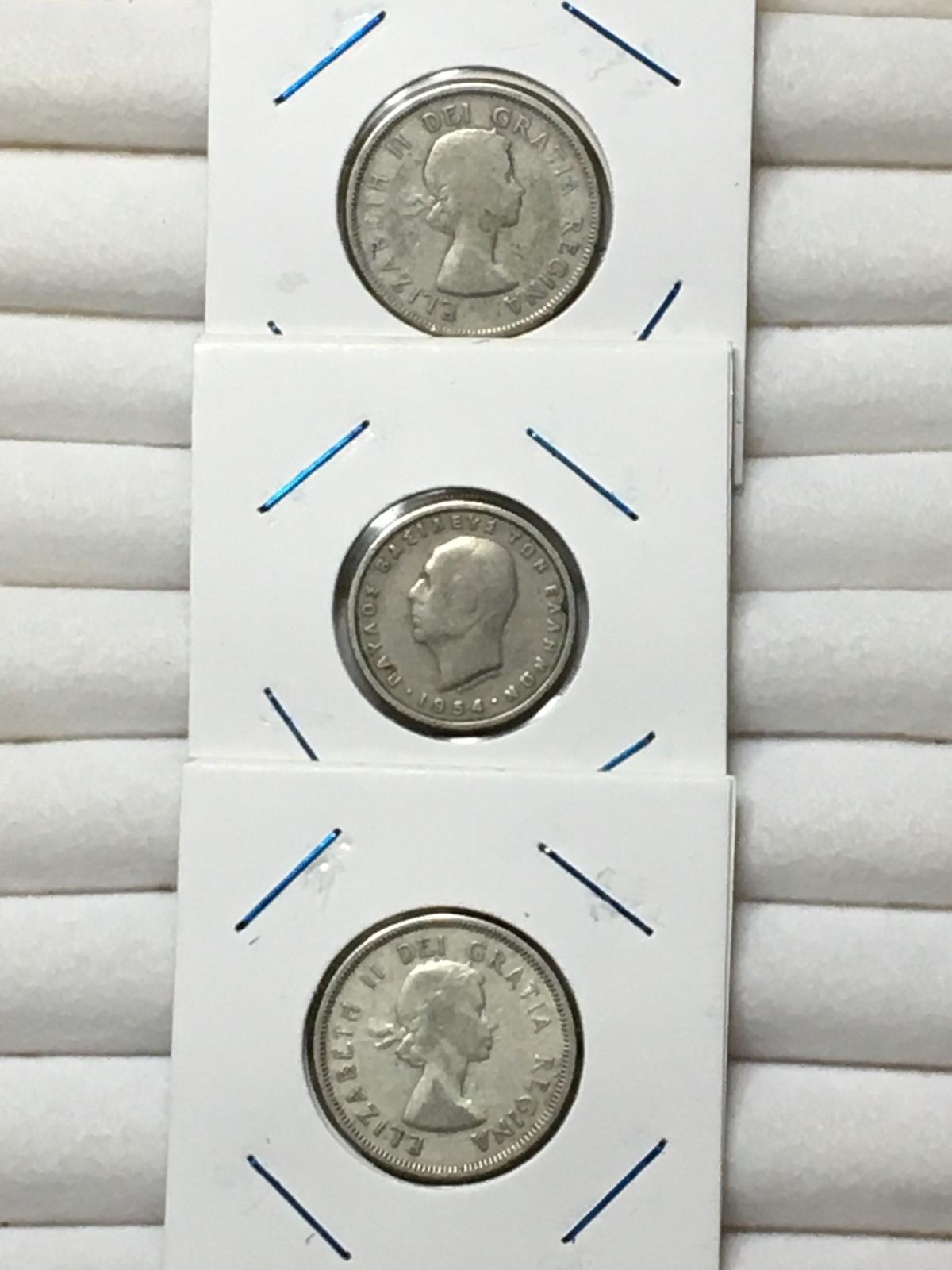 Canada Silver Quarter And Spain Peseta Lot 1956 1960 And 1954