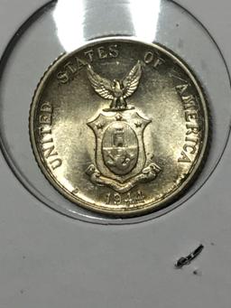 Silver 20 Centavos Usa Filipines 1944 D