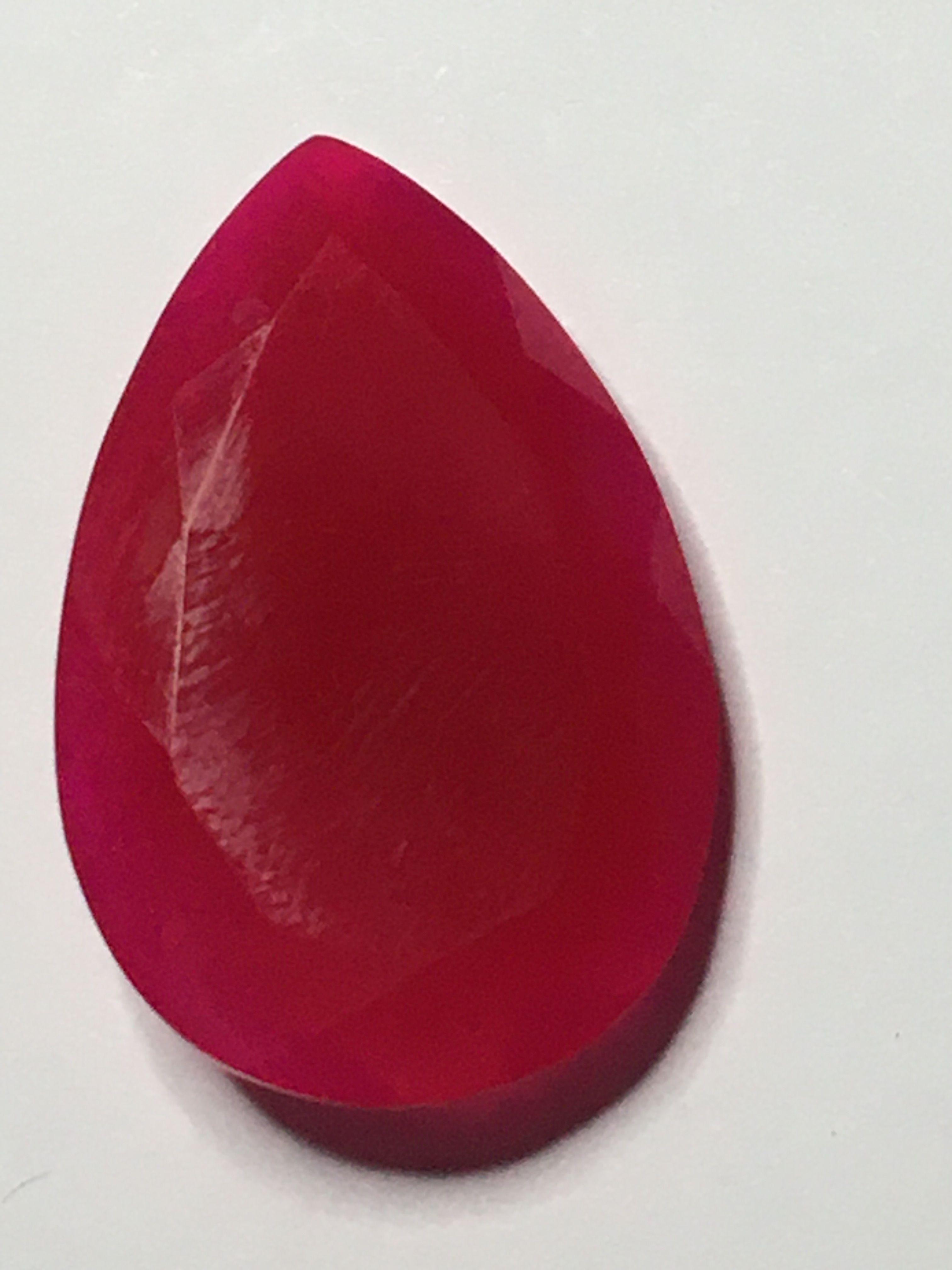 Ruby Madagascar Blood Red 25.2+ Cts Huge Tear Drop Cut Wow Gem Natural Earth Mined