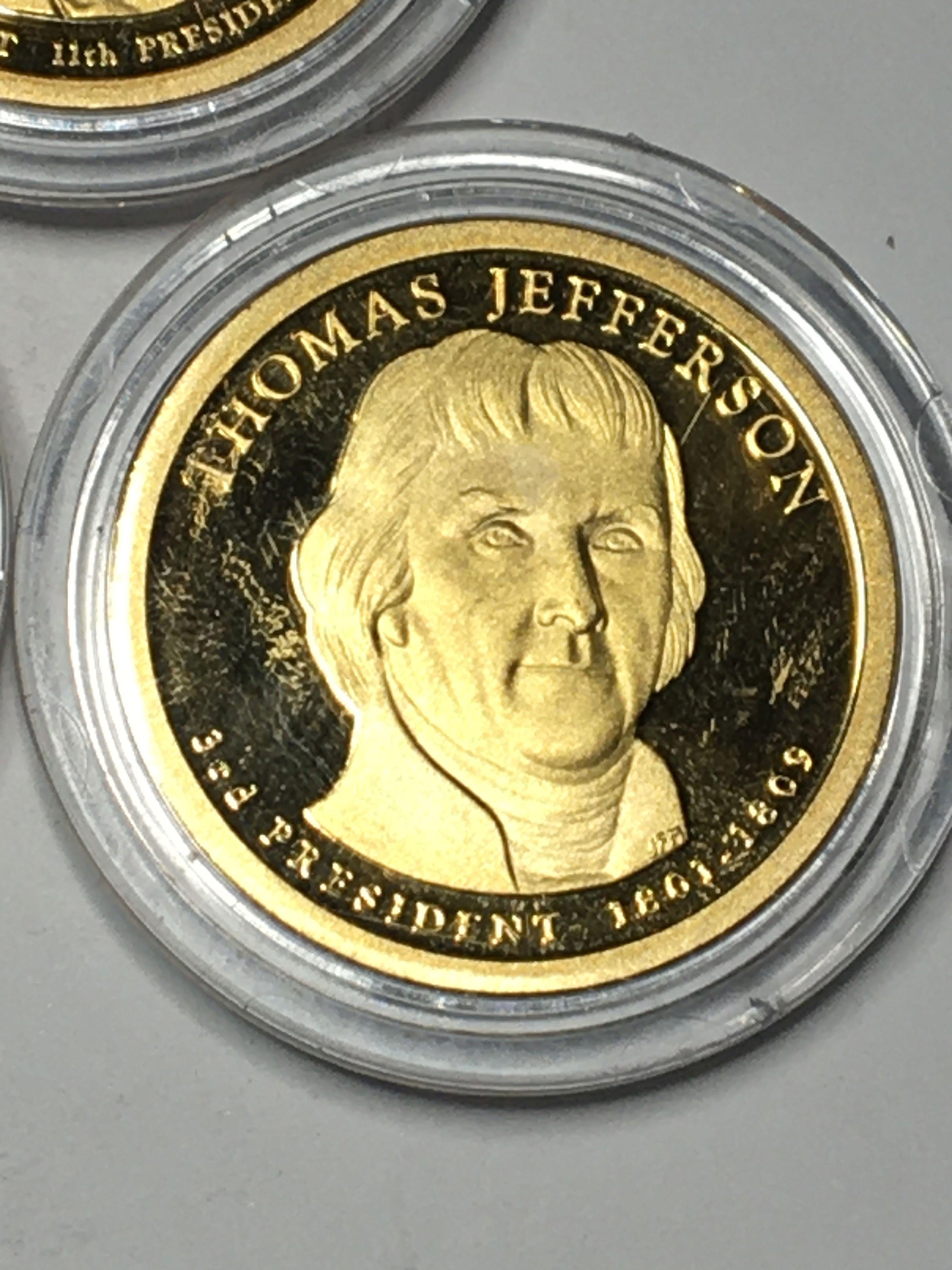 Proof Gold Dollars Madison P O L Jefferson Mint In Capsules Lot Of 3