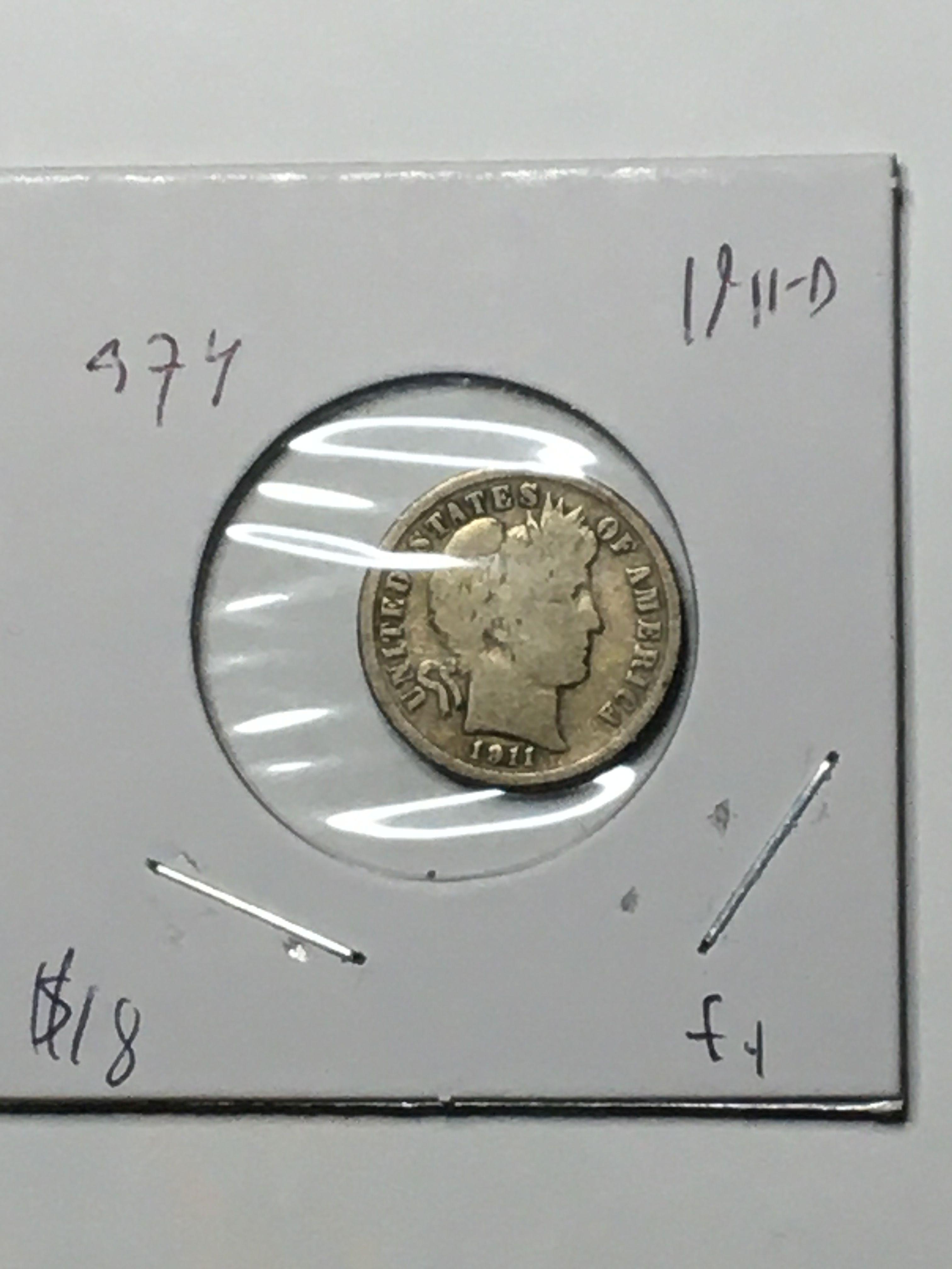 Barber Dime 1911 D