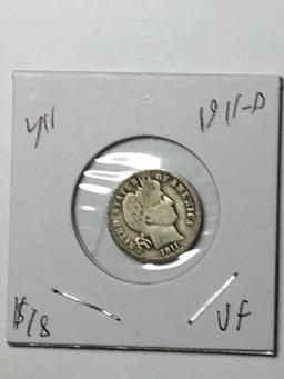 Barber Dime 1911 D