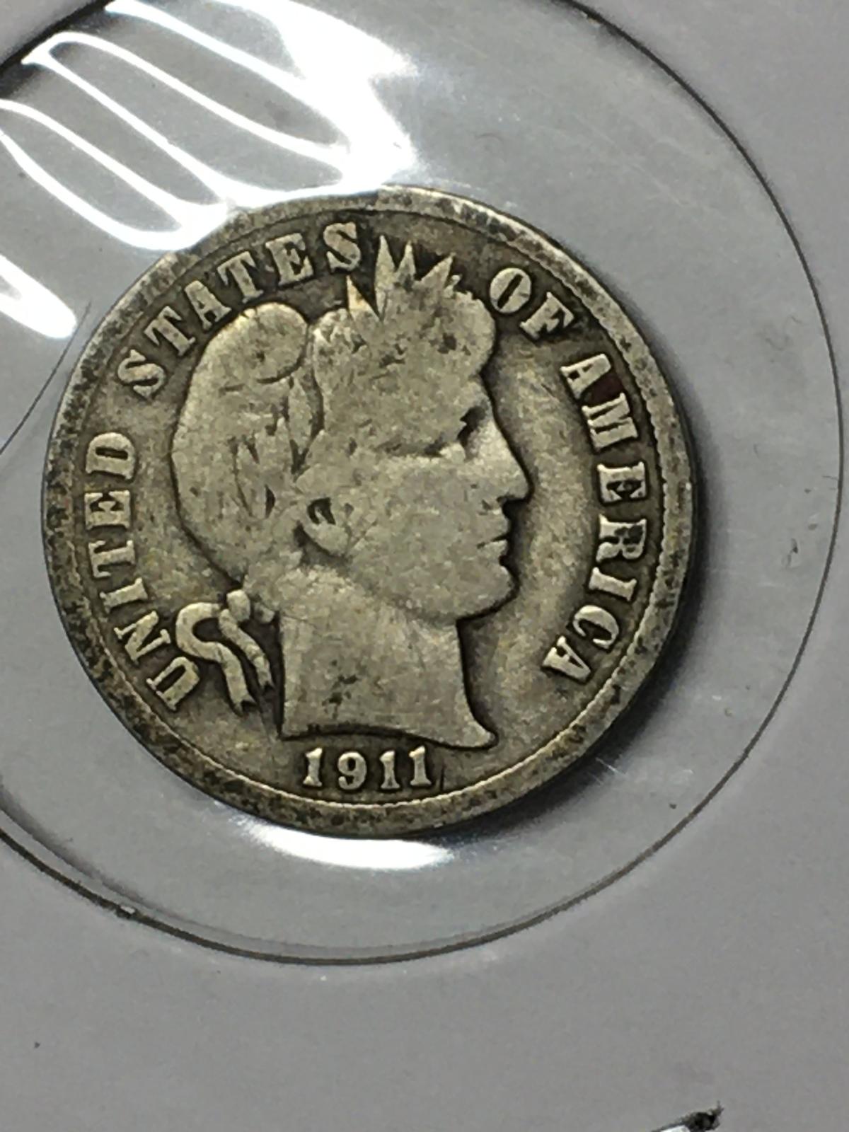 Barber Dime 1911 D