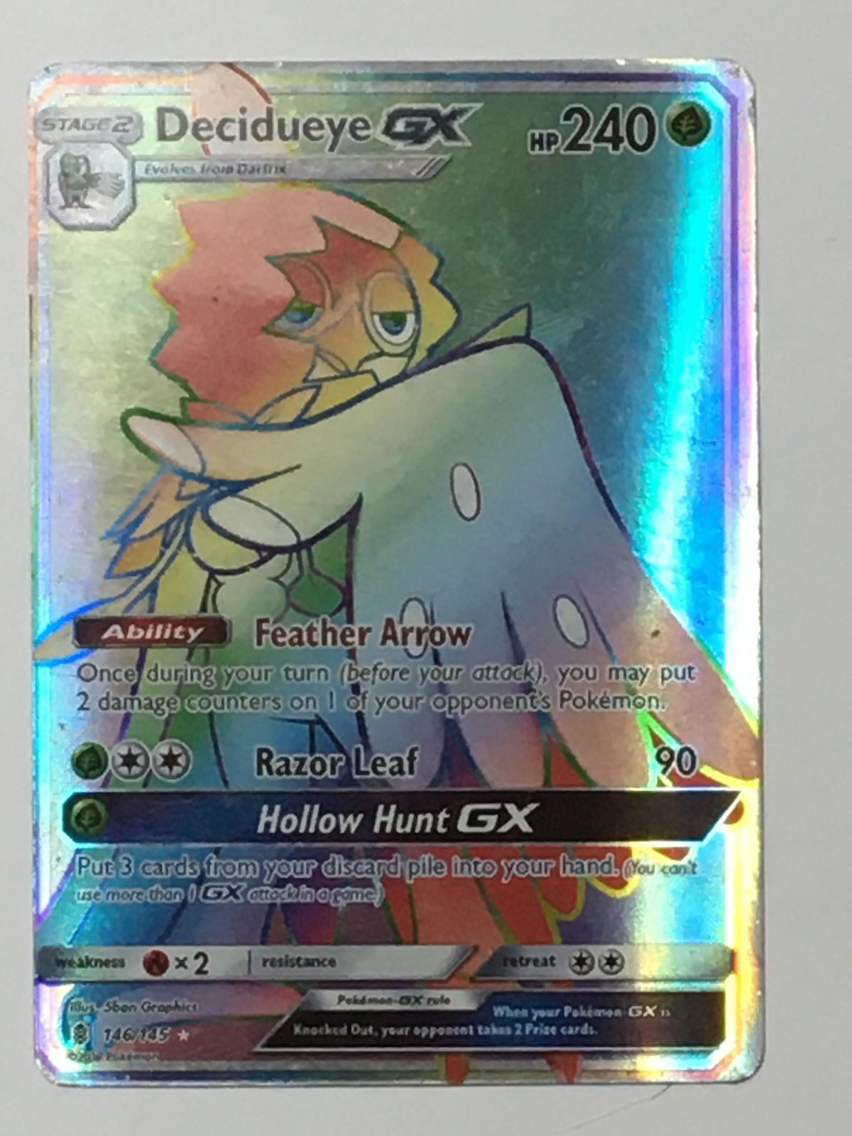 Pokemon Card Rare Holo Vintage Decidueye Gx 146/145