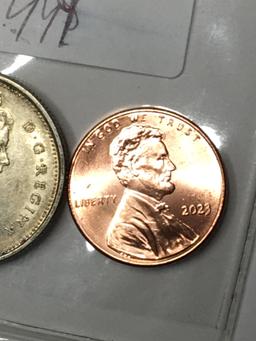 Canada Silver Quarter And  Gem B U 2023 Penny