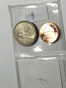 Canada Silver Quarter And  Gem B U 2023 Penny