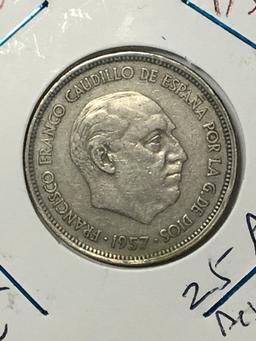 Spain 25 Pesetas 1957