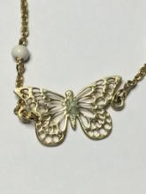 24 Kt Gold Layered 925 Sterling Silver Butterfly Bracelet High End Designer