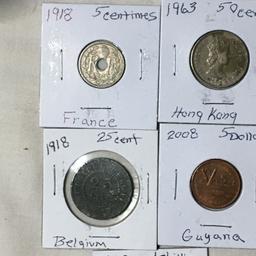 (5) Foreign Coins Guyana, Great Britian, Hong Kong, France, Belgium