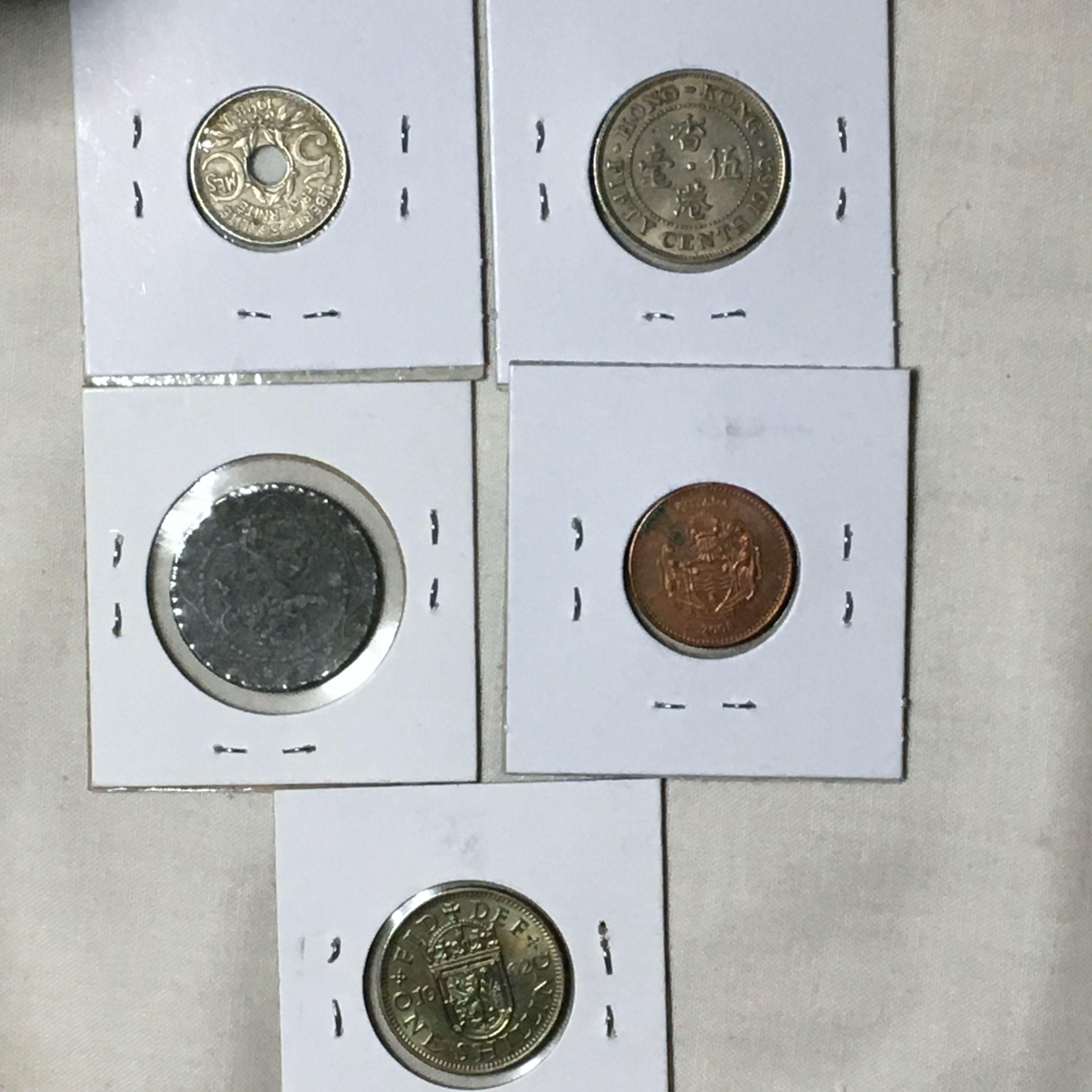 (5) Foreign Coins Guyana, Great Britian, Hong Kong, France, Belgium