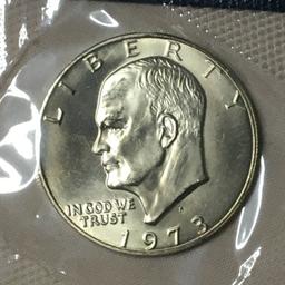 1973 P Eisenhower Silver Dollar In Original Packaging