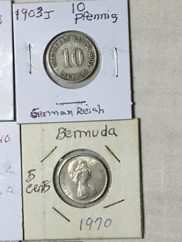 (5) Foreign Coins Bermuda, Germany, Cuba